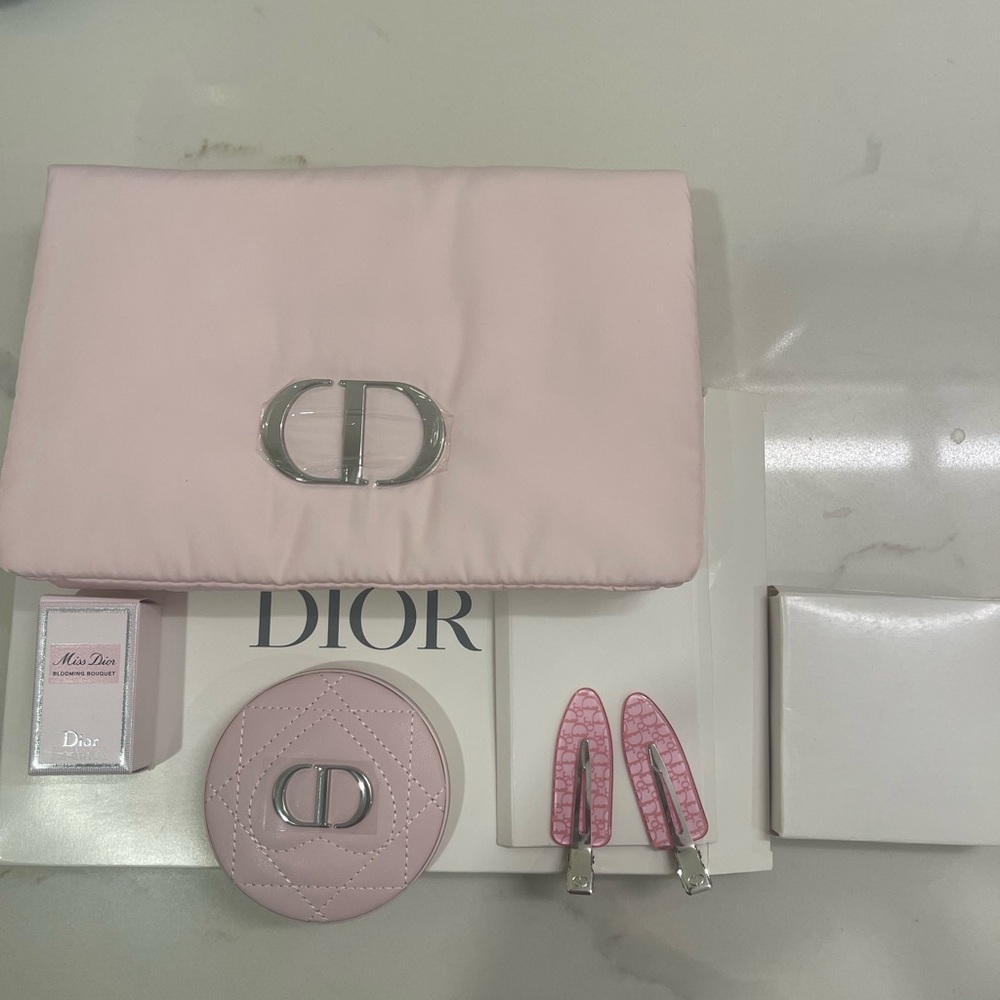 Dior Beauty Set - Quilted Mirror, Cosmetic Bag, Hair Clips, and more… Dior Set
